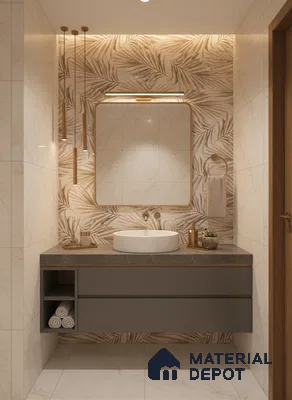 Brown Highlighter Wall Tile TL 07455 C Prestige Royal Neptune Brown Decor 4 ft x 2 ft Vitrified High Gloss Finish - 9 mm |  Suitable for Living Room, Bedroom, Bathroom (Sample)