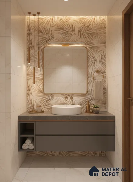 Brown Highlighter Wall Tile TL 07455 C Prestige Royal Neptune Brown Decor 4 ft x 2 ft Vitrified High Gloss Finish - 9 mm |  Suitable for Living Room, Bedroom, Bathroom (Sample)