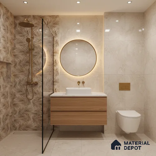 Brown Highlighter Wall Tile TL 07455 C Prestige Royal Neptune Brown Decor 4 ft x 2 ft Vitrified High Gloss Finish - 9 mm | Suitable For Bathroom, Accent/Feature Wall, Dining Area
