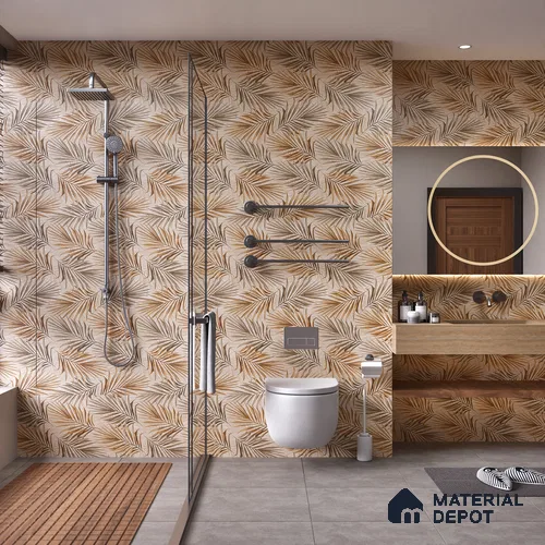 Brown Highlighter Wall Tile TL 07455 C Prestige Royal Neptune Brown Decor 4 ft x 2 ft Vitrified High Gloss Finish - 9 mm | Suitable For Bathroom, Accent/Feature Wall, Dining Area