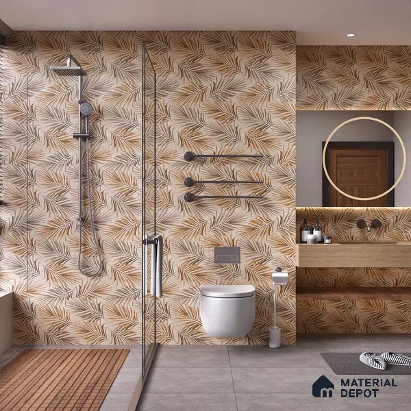 Brown Highlighter Wall Tile TL 07455 C Prestige Royal Neptune Brown Decor 4 ft x 2 ft Vitrified High Gloss Finish - 9 mm | Suitable For Bathroom, Accent/Feature Wall, Dining Area