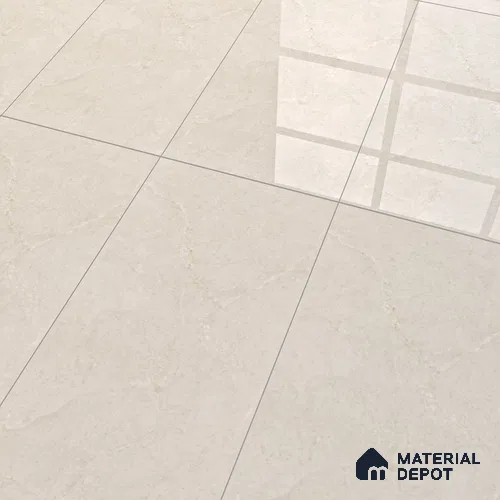 Cream Marble Look Floor & Wall Tile TL 07455 Gravier Royal Neptune Crema 4 ft x 2 ft Vitrified High Gloss Finish - 9 mm | Random 6 | Suitable for Living Room, Bedroom, Bathroom
