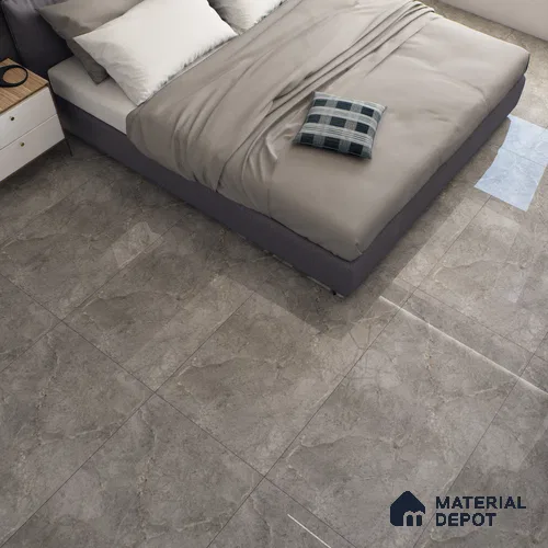 Grey Marble Look Floor & Wall Tile TL 07456 B Gravier Royal Neptune Grey 4 ft x 2 ft Vitrified High Gloss Finish - 9 mm | Random 6 | Suitable for Living Room, Bedroom, Bathroom