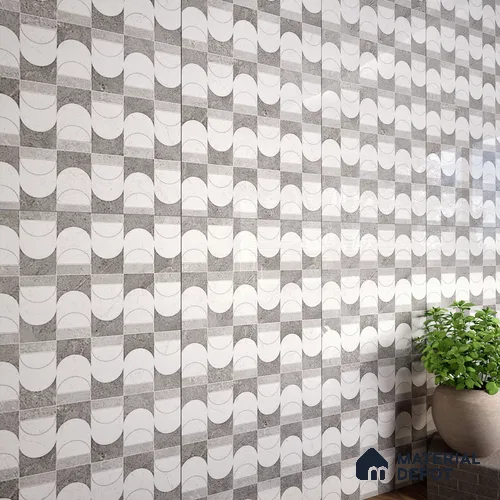 Grey Highlighter Wall Tile TL 07456 C Prestige Royal Neptune Grey Decor 4 ft x 2 ft Vitrified High Gloss Finish - 9 mm | Suitable For Bathroom, Accent/Feature Wall, Dining Area