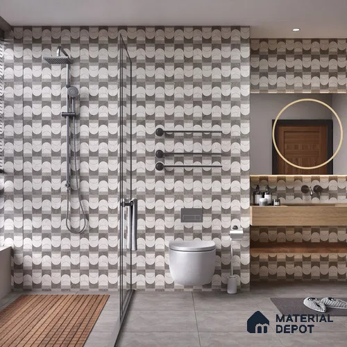 Grey Highlighter Wall Tile TL 07456 C Prestige Royal Neptune Grey Decor 4 ft x 2 ft Vitrified High Gloss Finish - 9 mm | Suitable For Bathroom, Accent/Feature Wall, Dining Area