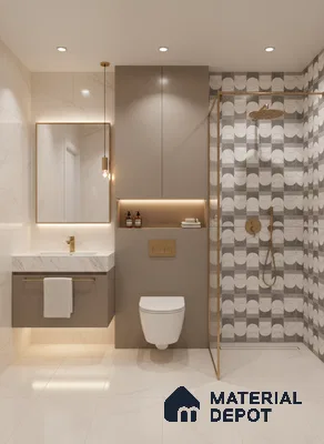Grey Highlighter Wall Tile TL 07456 C Prestige Royal Neptune Grey Decor 4 ft x 2 ft Vitrified High Gloss Finish - 9 mm |  Suitable for Living Room, Bedroom, Bathroom