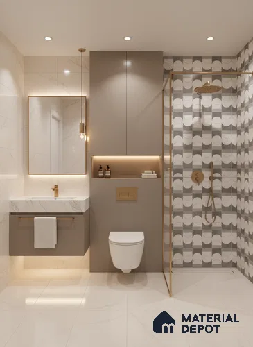 Grey Highlighter Wall Tile TL 07456 C Prestige Royal Neptune Grey Decor 4 ft x 2 ft Vitrified High Gloss Finish - 9 mm | Suitable For Bathroom, Accent/Feature Wall, Dining Area