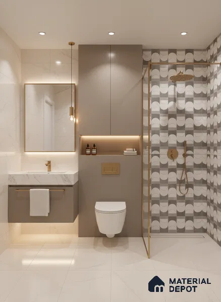 Grey Highlighter Wall Tile TL 07456 C Prestige Royal Neptune Grey Decor 4 ft x 2 ft Vitrified High Gloss Finish - 9 mm |  Suitable for Living Room, Bedroom, Bathroom