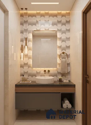 Grey Highlighter Wall Tile TL 07456 C Prestige Royal Neptune Grey Decor 4 ft x 2 ft Vitrified High Gloss Finish - 9 mm |  Suitable for Living Room, Bedroom, Bathroom
