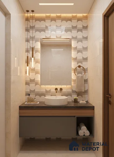 Grey Highlighter Wall Tile TL 07456 C Prestige Royal Neptune Grey Decor 4 ft x 2 ft Vitrified High Gloss Finish - 9 mm | Suitable For Bathroom, Accent/Feature Wall, Dining Area