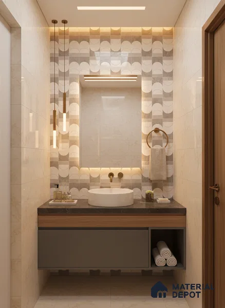 Grey Highlighter Wall Tile TL 07456 C Prestige Royal Neptune Grey Decor 4 ft x 2 ft Vitrified High Gloss Finish - 9 mm |  Suitable for Living Room, Bedroom, Bathroom