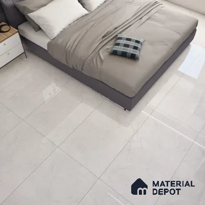 Marble Carrara Wall & Floor Tile TL 07456 Off-White 4 ft x 2 ft High Gloss Finish Vitrified Tile - 9 mm | 6 Random Designs | Suitable For Living Room, Bedroom, Dining