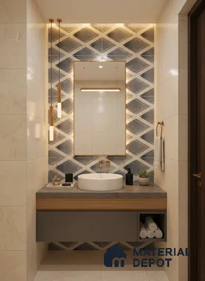 Grey Highlighter Wall Tile TL 07457 C Prestige Royal Sigma Verde Decor 4 ft x 2 ft Vitrified High Gloss Finish - 9 mm | Suitable For Bathroom, Accent/Feature Wall, Dining Area