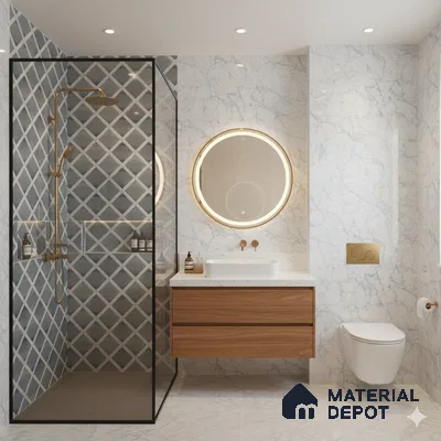 Grey Highlighter Wall Tile TL 07457 C Prestige Royal Sigma Verde Decor 4 ft x 2 ft Vitrified High Gloss Finish - 9 mm | Suitable For Bathroom, Accent/Feature Wall, Dining Area
