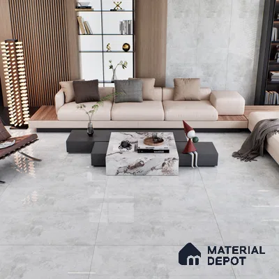 Cement Wall & Floor Tile TL 07457 Pista Grey 4 ft x 2 ft High Gloss Finish Vitrified Tile - 9 mm | 5 Random Designs | Suitable For Living Room, Bedroom, Dining
