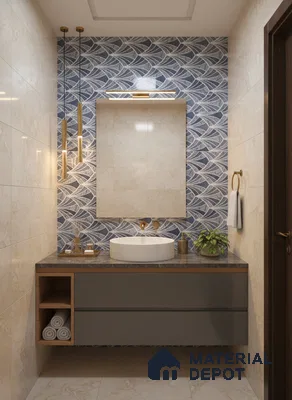 Blue Highlighter Wall Tile TL 07458 C Prestige Royal Sigma Blue Decor 4 ft x 2 ft Vitrified High Gloss Finish - 9 mm |  Suitable for Living Room, Bedroom, Bathroom (Sample)