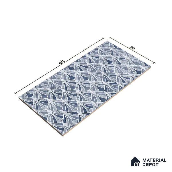 Blue Highlighter Wall Tile TL 07458 C Prestige Royal Sigma Blue Decor 4 ft x 2 ft Vitrified High Gloss Finish - 9 mm | Suitable For Bathroom, Accent/Feature Wall, Dining Area