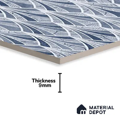 Blue Highlighter Wall Tile TL 07458 C Prestige Royal Sigma Blue Decor 4 ft x 2 ft Vitrified High Gloss Finish - 9 mm | Suitable For Bathroom, Accent/Feature Wall, Dining Area