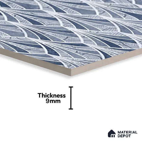 Blue Highlighter Wall Tile TL 07458 C Prestige Royal Sigma Blue Decor 4 ft x 2 ft Vitrified High Gloss Finish - 9 mm | Suitable For Bathroom, Accent/Feature Wall, Dining Area