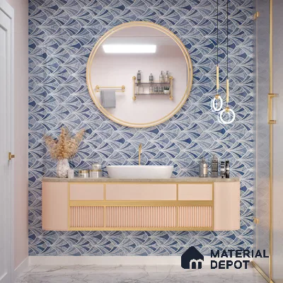 Blue Highlighter Wall Tile TL 07458 C Prestige Royal Sigma Blue Decor 4 ft x 2 ft Vitrified High Gloss Finish - 9 mm | Suitable For Bathroom, Accent/Feature Wall, Dining Area