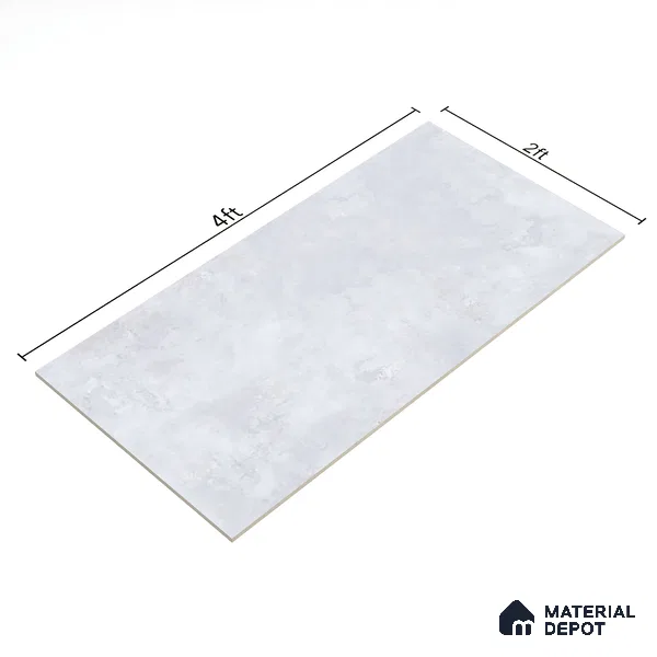 Marble Wall & Floor Tile TL 07458 White 4 ft x 2 ft High Gloss Finish Vitrified Tile - 9 mm | 5 Random Designs | Suitable For Living Room, Bedroom, Dining