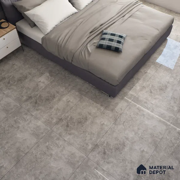 Marble Wall & Floor Tile TL 07459 B Sigma Grey 4 ft x 2 ft High Gloss Finish Vitrified Tile - 9 mm | 5 Random Designs | Suitable For Living Room, Bedroom, Dining