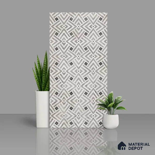Grey Highlighter Wall Tile TL 07459 C Prestige Royal Sigma Grey Decor 4 ft x 2 ft Vitrified High Gloss Finish - 9 mm | Suitable For Bathroom, Accent/Feature Wall, Dining Area