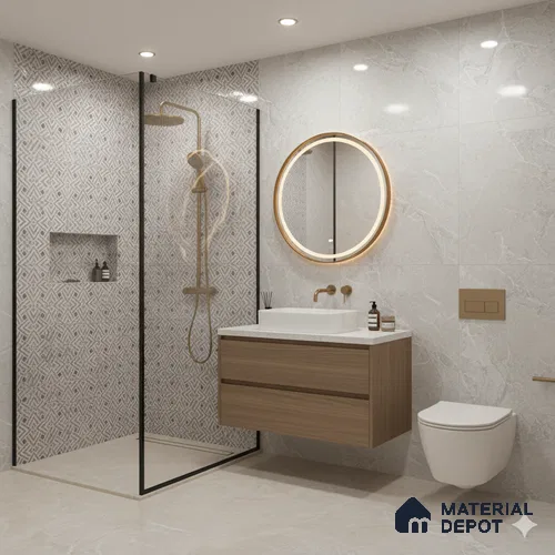 Grey Highlighter Wall Tile TL 07459 C Prestige Royal Sigma Grey Decor 4 ft x 2 ft Vitrified High Gloss Finish - 9 mm | Suitable For Bathroom, Accent/Feature Wall, Dining Area