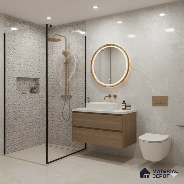 Grey Highlighter Wall Tile TL 07459 C Prestige Royal Sigma Grey Decor 4 ft x 2 ft Vitrified High Gloss Finish - 9 mm | Seamless | Suitable for Living Room, Bedroom, Bathroom (Sample)