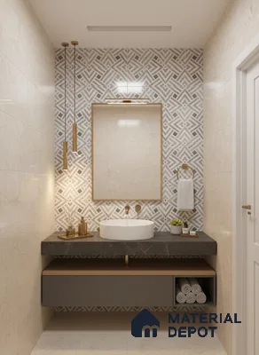 Grey Highlighter Wall Tile TL 07459 C Prestige Royal Sigma Grey Decor 4 ft x 2 ft Vitrified High Gloss Finish - 9 mm | Seamless | Suitable for Living Room, Bedroom, Bathroom (Sample)
