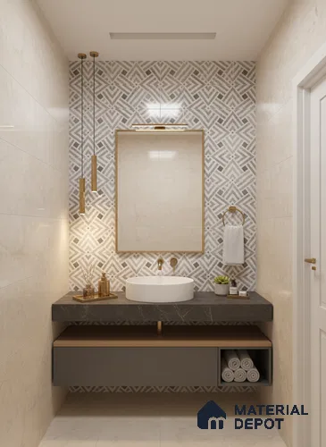 Grey Highlighter Wall Tile TL 07459 C Prestige Royal Sigma Grey Decor 4 ft x 2 ft Vitrified High Gloss Finish - 9 mm | Suitable For Bathroom, Accent/Feature Wall, Dining Area