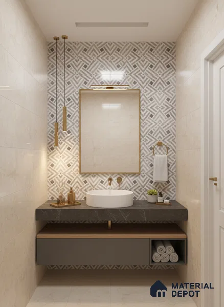 Grey Highlighter Wall Tile TL 07459 C Prestige Royal Sigma Grey Decor 4 ft x 2 ft Vitrified High Gloss Finish - 9 mm | Seamless | Suitable for Living Room, Bedroom, Bathroom (Sample)