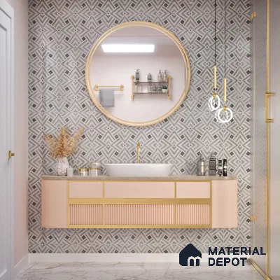Grey Highlighter Wall Tile TL 07459 C Prestige Royal Sigma Grey Decor 4 ft x 2 ft Vitrified High Gloss Finish - 9 mm | Suitable For Bathroom, Accent/Feature Wall, Dining Area
