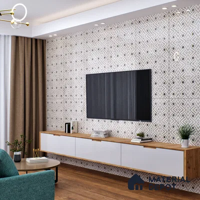 Grey Highlighter Wall Tile TL 07459 C Prestige Royal Sigma Grey Decor 4 ft x 2 ft Vitrified High Gloss Finish - 9 mm | Suitable For Bathroom, Accent/Feature Wall, Dining Area