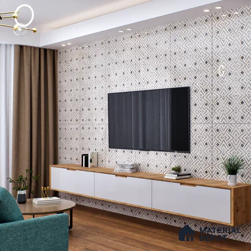 Grey Highlighter Wall Tile TL 07459 C Prestige Royal Sigma Grey Decor 4 ft x 2 ft Vitrified High Gloss Finish - 9 mm | Suitable For Bathroom, Accent/Feature Wall, Dining Area