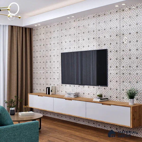Grey Highlighter Wall Tile TL 07459 C Prestige Royal Sigma Grey Decor 4 ft x 2 ft Vitrified High Gloss Finish - 9 mm | Suitable For Bathroom, Accent/Feature Wall, Dining Area