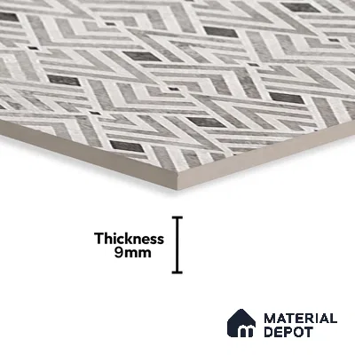 Grey Highlighter Wall Tile TL 07459 C Prestige Royal Sigma Grey Decor 4 ft x 2 ft Vitrified High Gloss Finish - 9 mm | Suitable For Bathroom, Accent/Feature Wall, Dining Area