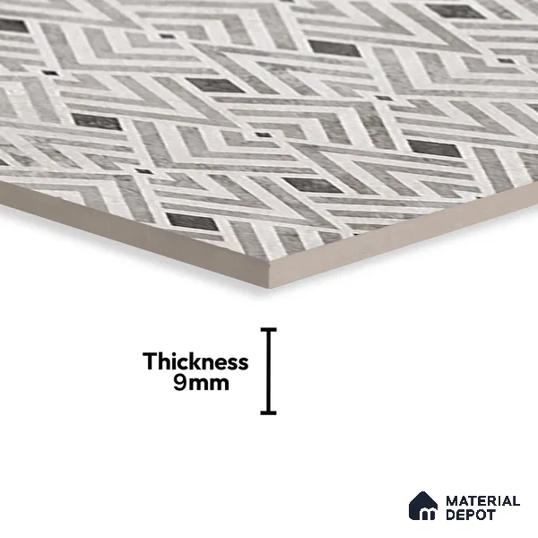 Grey Highlighter Wall Tile TL 07459 C Prestige Royal Sigma Grey Decor 4 ft x 2 ft Vitrified High Gloss Finish - 9 mm | Suitable For Bathroom, Accent/Feature Wall, Dining Area
