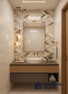 Brown Highlighter Wall Tile TL 07460 C Prestige Royal Sigma Brown Decor 4 ft x 2 ft Vitrified High Gloss Finish - 9 mm | Suitable For Bathroom, Accent/Feature Wall, Dining Area