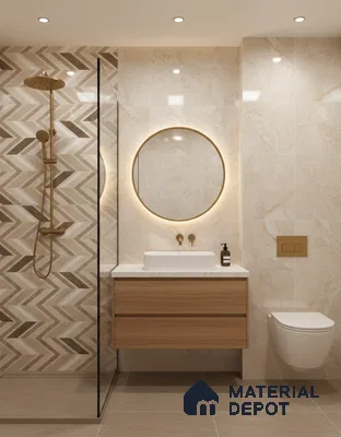 Brown Highlighter Wall Tile TL 07460 C Prestige Royal Sigma Brown Decor 4 ft x 2 ft Vitrified High Gloss Finish - 9 mm | Suitable For Bathroom, Accent/Feature Wall, Dining Area