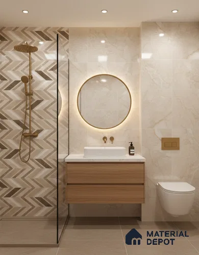 Brown Highlighter Wall Tile TL 07460 C Prestige Royal Sigma Brown Decor 4 ft x 2 ft Vitrified High Gloss Finish - 9 mm | Suitable For Bathroom, Accent/Feature Wall, Dining Area