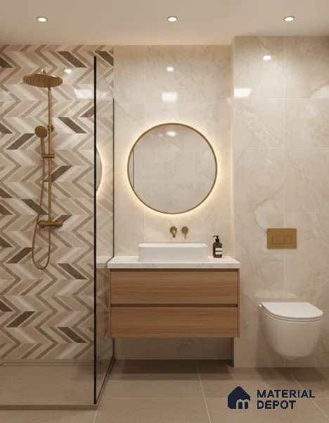 Brown Highlighter Wall Tile TL 07460 C Prestige Royal Sigma Brown Decor 4 ft x 2 ft Vitrified High Gloss Finish - 9 mm | Suitable For Bathroom, Accent/Feature Wall, Dining Area