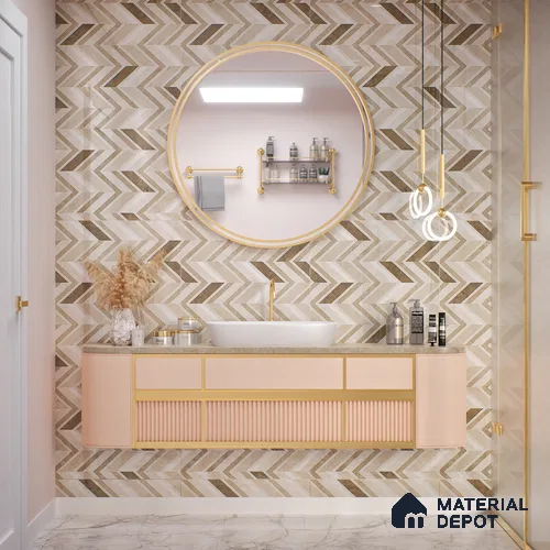 Brown Highlighter Wall Tile TL 07460 C Prestige Royal Sigma Brown Decor 4 ft x 2 ft Vitrified High Gloss Finish - 9 mm | Suitable For Bathroom, Accent/Feature Wall, Dining Area