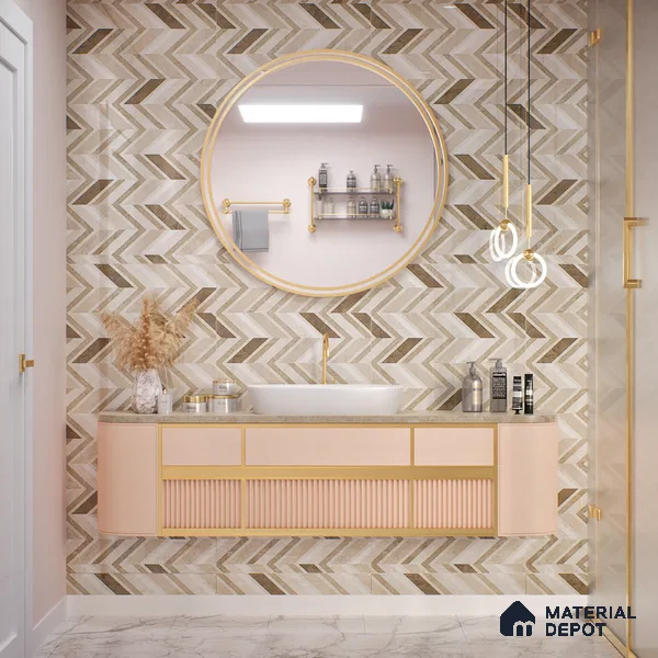 Brown Highlighter Wall Tile TL 07460 C Prestige Royal Sigma Brown Decor 4 ft x 2 ft Vitrified High Gloss Finish - 9 mm | Suitable For Bathroom, Accent/Feature Wall, Dining Area
