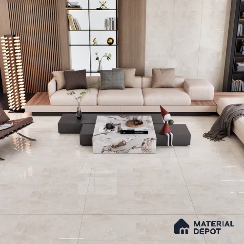 Marble Wall & Floor Tile TL 07460 Cream 4 ft x 2 ft High Gloss Finish Vitrified Tile - 9 mm | 5 Random Designs | Suitable For Living Room, Bedroom, Dining