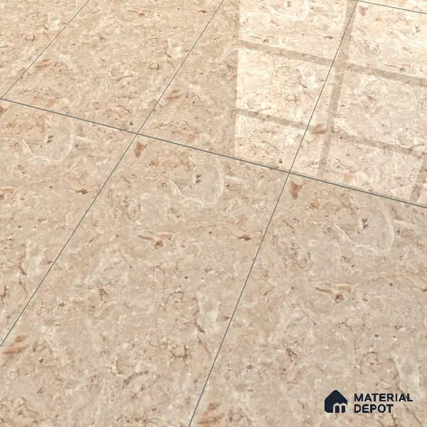 Marble Crema Marfil Wall & Floor Tile TL 07461 B Sand Beige 4 ft x 2 ft High Gloss Finish Vitrified Tile - 9 mm | 4 Random Designs | Suitable For Living Room, Bedroom, Dining