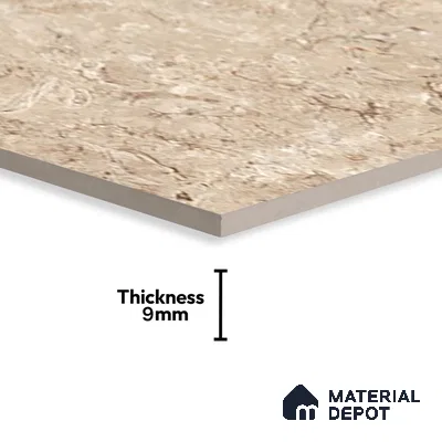 Marble Crema Marfil Wall & Floor Tile TL 07461 B Sand Beige 4 ft x 2 ft High Gloss Finish Vitrified Tile - 9 mm | 4 Random Designs | Suitable For Living Room, Bedroom, Dining