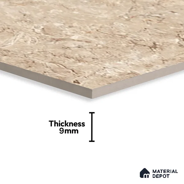 Marble Crema Marfil Wall & Floor Tile TL 07461 B Sand Beige 4 ft x 2 ft High Gloss Finish Vitrified Tile - 9 mm | 4 Random Designs | Suitable For Living Room, Bedroom, Dining
