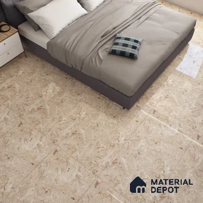 Marble Crema Marfil Wall & Floor Tile TL 07461 B Sand Beige 4 ft x 2 ft High Gloss Finish Vitrified Tile - 9 mm | 4 Random Designs | Suitable For Living Room, Bedroom, Dining