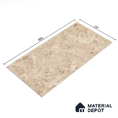 Marble Crema Marfil Wall & Floor Tile TL 07461 B Sand Beige 4 ft x 2 ft High Gloss Finish Vitrified Tile - 9 mm | 4 Random Designs | Suitable For Living Room, Bedroom, Dining